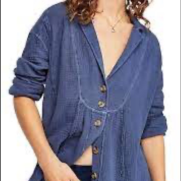 Free People All About The Feels Buttondown Top-Small - Picture 3 of 5